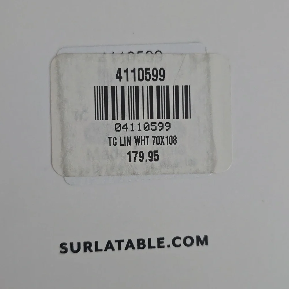 ❤️BUY 2 GET 1 FREE Sur La Table Classic White Linen Tablecloth, Size 108